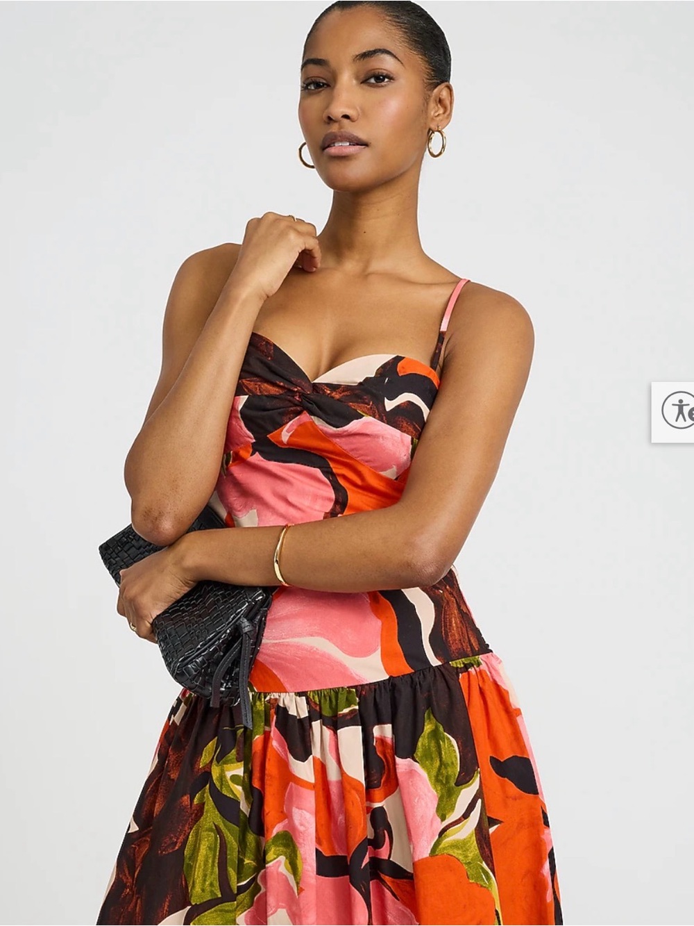 Express Floral Poplin Sweetheart Drop Waist Smocked Back Maxi Dress with Pockets - Picture 9 of 9